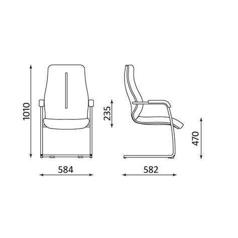 Besucher-Sessel SONATA, mit Armlehnen, Stahlrahmen verchromt, Lederbezug - schwarz - Nowy Styl Group - Bild2
