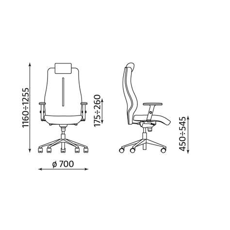Profi-Drehsessel SONATA, mit Armlehnen und Kopfstütze, Lederbezug - schwarz - Nowy Styl Group - Bild2