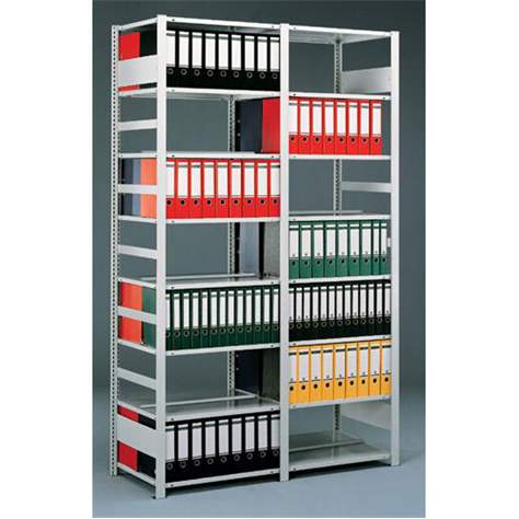 Akten-Steckregal COMPACT, doppelseitig, 7 Fachböden, HxB: 2200 x 1000 mm, Lichtgrau, Grundregal - META Skladovací technika - Bild2