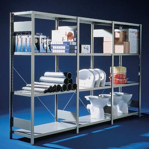 Regál zásuvný CLIP S3, V: 2000 mm, 5 polic 1000 x 400 mm, nosnosť 150 kg, pozinkovaný, pridavný - META Skladovací technika - obrázok4