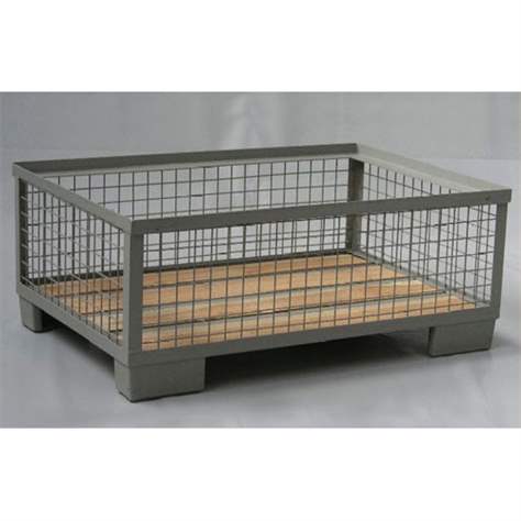 Gitterbox, mittelhohe Baumform - feste Wände, 1200x800x400 mm, Traglast 1500 kg, Farbe Grau RAL7030