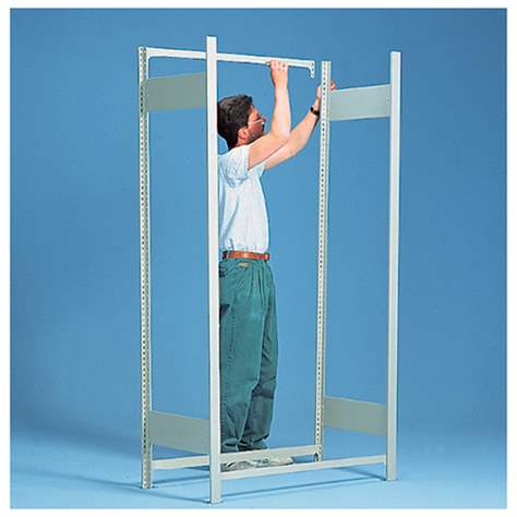 Regál zásuvný CLIP S3 s podélníky, V: 2000 mm, 5 polic 1000 x 400 mm, nosnost 230 kg, pozinkovaný, základní - META Skladovací technika - obrázek2