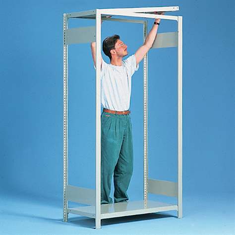 Regál zásuvný CLIP S3 s podélníky, V: 2000 mm, 5 polic 1000 x 400 mm, nosnost 230 kg, pozinkovaný, základní - META Skladovací technika - obrázek3