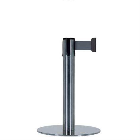 Personalleitsystem - Gurtpfosten Expo, niedrig, Gurtlänge 2,3m, Chrom poliert / Gurt Schwarz