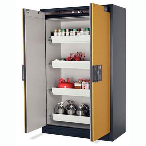 Bezpečnostní skříň na chemikálie 90 min., 4 zásuvky, š. 1200 mm, TSA/AGT, dveře žluté - asecos GmbH