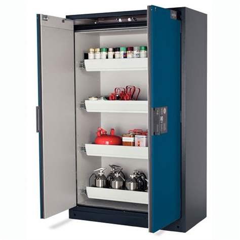 Sicherheitsschrank -90 Minuten, BxTxH: 1200x615x1955 mm, 4 Auszüge, blaue Türen - asecos GmbH