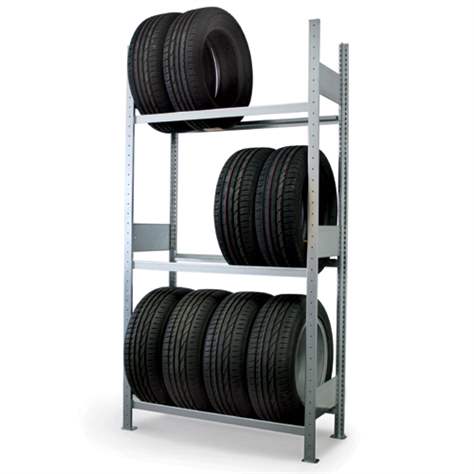 Reifenregal mit 3 Etagen, HxBxT: 2000 x 1300 x 400 mm, Etagen-Tragfähigkeit 150 kg, Grundregal - META Skladovací technika