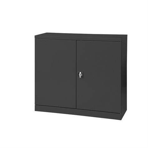 Dulap atelier cu polițe, uși batante-mobilier metalic organizator atelier, HxLxl: 1040 x 1200 x 500 mm, cap. port. 100 kg, negru RAL9005 - Malow