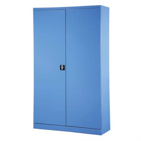 Dulap atelier cu polițe, uși batante-mobilier metalic organizator atelier, HxLxl: 1990x1000x435 mm, cap. port. 60 kg, albastru deschis RAL5012 - Malow