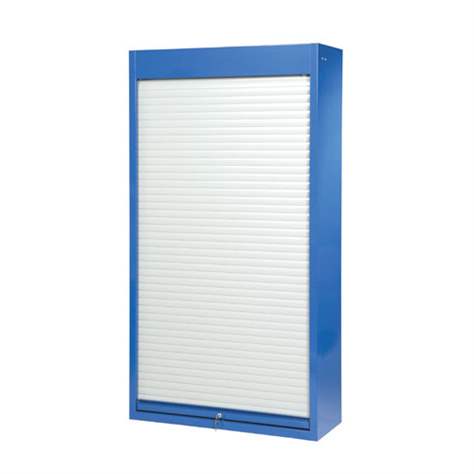 Werkstatt-Schrank, HxBxT: 1950 x 1044 x 405 mm, Aluminium-Rollladen, 3 x Fachböden 100 kg, Farbe Dunkelblau RAL5010 - Polak CZ, s.r.o.