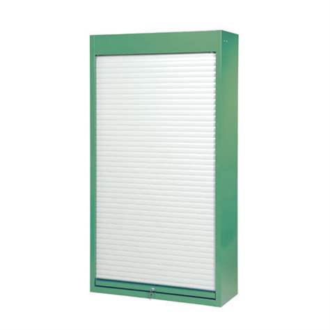 Werkstatt-Schrank, HxBxT: 1950 x 1044 x 405 mm, Aluminium-Rollladen, 3 x Fachböden 100 kg, Farbe Grün RAL6011 - Polak CZ, s.r.o.