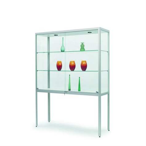 Schrankvitrine mit Füßen, HxBxT: 2000 x 1500 x 500 mm - WSM - Walter Solbach Metallbau GmbH