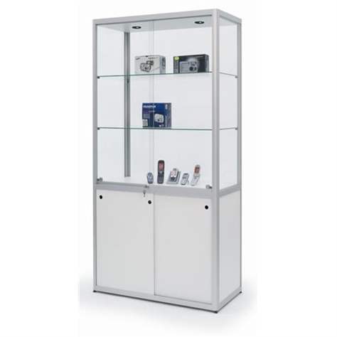 Vitrína skříňová, se spodní skříňkou, v x š x h: 2000 x 1000 x 500 mm - WSM - Walter Solbach Metallbau GmbH