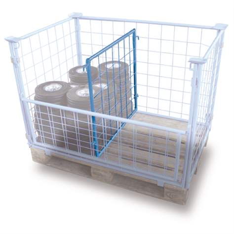 Panou grilaj separator de modulare compartimentare tip plasă sârma, lăcuit RAL5012, L x H: 750 x 1200 mm - Cordes