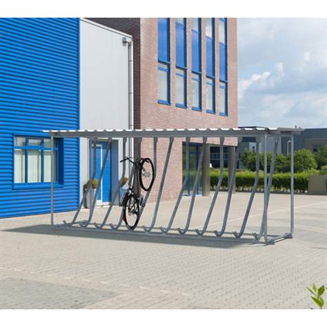 Acoperitoare cu suporți pentru biciclete, stative pentru poziționare înclinat în sus, 10 locuri parcare, pe o parte - WSM - Walter Solbach Metallbau GmbH - imagine8