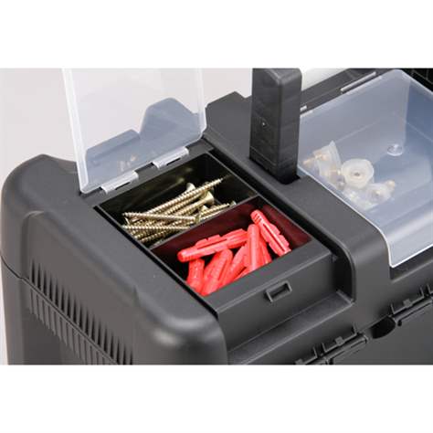 Kufor na náradie, plastový, čierny, 530 x 250 x 250 mm, bal. 2 ks - obrázok3