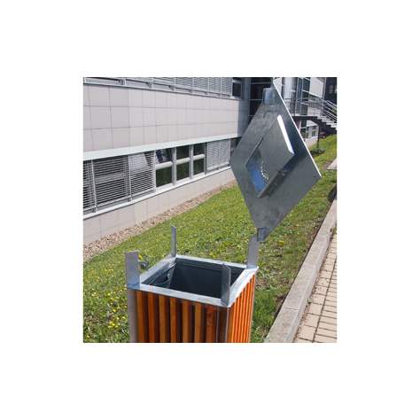 Abfallsammler mit Schutzdach und Aschenaufsatz, Holzlattenverkleidung Farbton Mahagon, Volumen 65 l, H 940 mm - Bild4