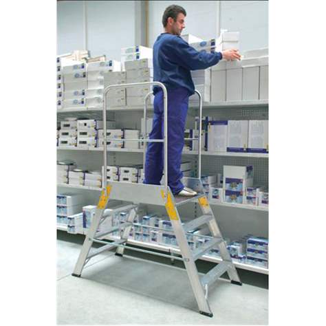 Scară punte cu trepte pe 2 părți - scară platformă staționare cu trepte pe ambele părți, înălțime 1260 mm, 6 fuscele/trepte - Alve - imagine2