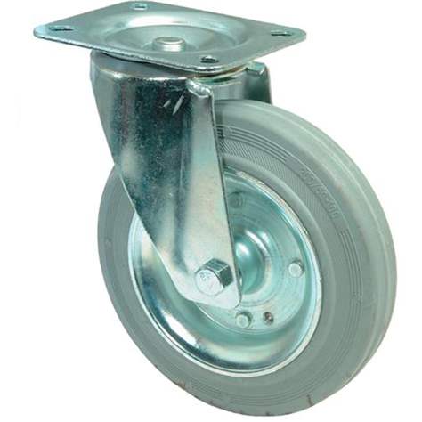 Transport-Lenkrolle, graue Gummi, Durchm. 100 mm, Traglast 70 kg