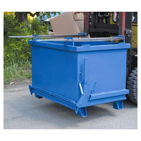 Přepravník s výklopným dnem, objem 1000 l, nosnost 1250 kg, d x š x v: 1200 x 1000 x 1160 mm, barva modrá RAL5010 - obrázek6