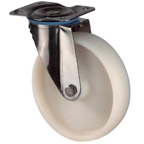 Edelstahl-Transport-Lenkrolle, Polyamid, Durchm. 100 mm, Traglast 120 kg