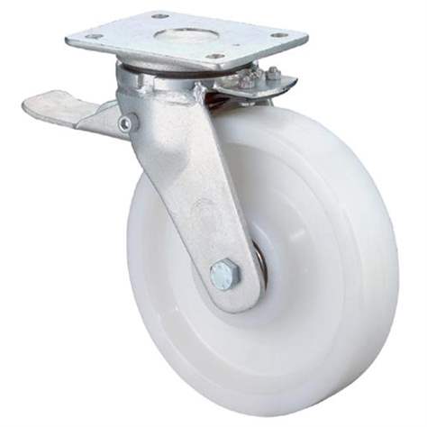 Transport-Lenkrolle mit Feststeller, Kunststoffrad, Durchm. 200 mm, Traglast 1200 kg