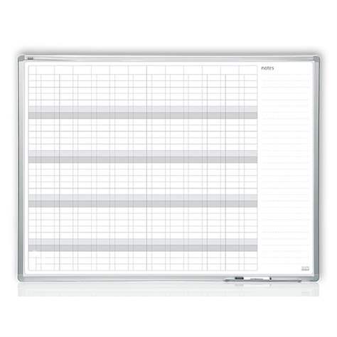 Weißwandtafel mit Jahresplanung-Druckraster, magnetisch, 1200 x 900 mm