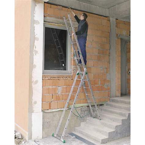 Dreiteilige Alu-Mehrzweckleiter, Treppen-Ausführung, 3 x 8 Sprossen - Alve