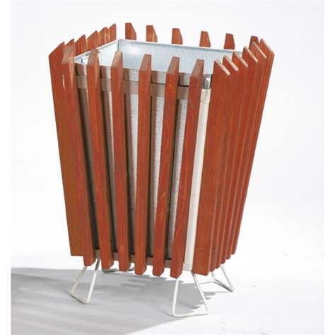 Abfallsammler mit Holzlatten, Volumen 45 l, Höhe 650 mm