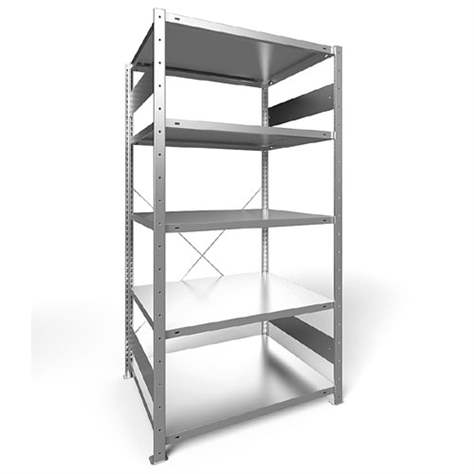 Regál zásuvný CLIP S3, V: 2000 mm, 5 polic 1000 x 800 mm, nosnost 230 kg, pozinkovaný, základní - META Skladovací technika