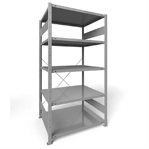 Regál zásuvný CLIP S3, V: 2000 mm, 5 polic 1000 x 800 mm, nosnosť 230 kg, šedý, základný - META Skladovací technika