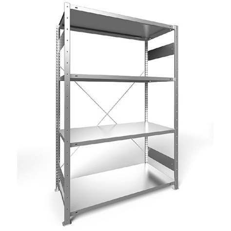 Steckregal CLIP S3, V: 2000 mm, 5 Fachböden 1300 x 600 mm, Traglast 230 kg, verzinkt, Grund-Element - META Skladovací technika