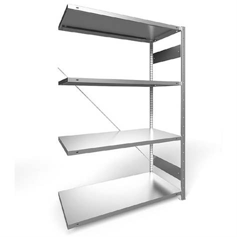 Regál zásuvný CLIP S3, V: 2000 mm, 5 polic 1300 x 600 mm, nosnosť 230 kg, pozinkovaný, pridavný - META Skladovací technika