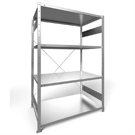 Regál zásuvný CLIP S3, V: 2000 mm, 5 polic 1300 x 800 mm, nosnosť 230 kg, pozinkovaný, základný - META Skladovací technika