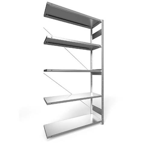 Steckregal CLIP S3, V: 2500 mm, 6 Fachböden 1300 x 400 mm, Traglast 230 kg, verzinkt, Anbau-Element - META Skladovací technika