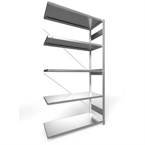 Regál zásuvný CLIP S3, V: 2500 mm, 6 polic 1300 x 500 mm, nosnosť 230 kg, pozinkovaný, pridavný - META Skladovací technika