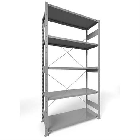 Regál zásuvný CLIP S3, V: 2500 mm, 6 polic 1300 x 500 mm, nosnosť 230 kg, šedý, základný - META Skladovací technika