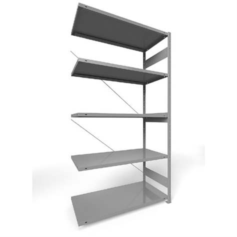 Steckregal CLIP S3, V: 2500 mm, 6 Fachböden 1300 x 600 mm, Traglast 230 kg, Lichtgrau RAL7035, Anbau-Element - META Skladovací technika