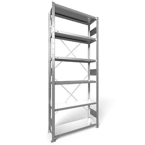 Regál zásuvný CLIP S3, V: 2500 mm, 6 polic 1000 x 300 mm, nosnosť 150 kg, pozinkovaný, základný - META Skladovací technika