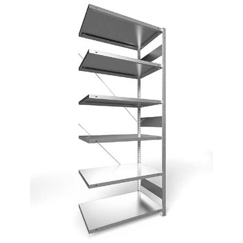 Steckregal CLIP S3, V: 2500 mm, 6 Fachböden 1000 x 600 mm, Traglast 150 kg, verzinkt, Anbau-Element - META Skladovací technika