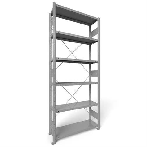 Steckregal CLIP S3, V: 2500 mm, 6 Fachböden 1000 x 300 mm, Traglast 150 kg, Lichtgrau RAL7035, Grund-Element - META Skladovací technika