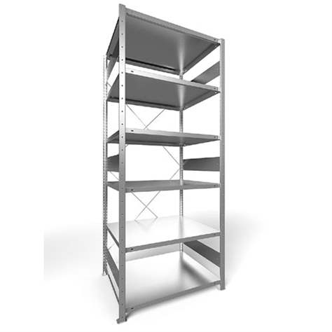 Regál zásuvný CLIP S3, V: 2500 mm, 6 polic 1000 x 800 mm, nosnosť 230 kg, pozinkovaný, základný - META Skladovací technika