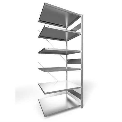 Steckregal CLIP S3, V: 2500 mm, 6 Fachböden 1000 x 800 mm, Traglast 230 kg, verzinkt, Anbau-Element - META Skladovací technika