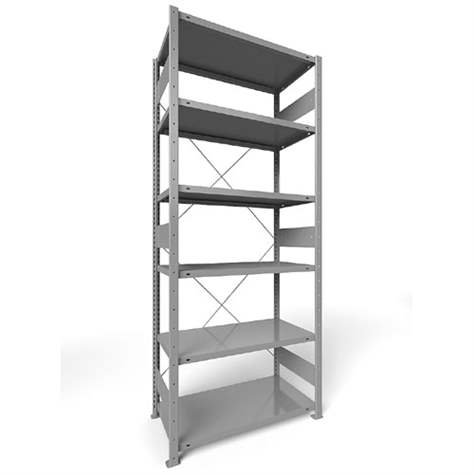 Regál zásuvný CLIP S3, V: 2500 mm, 6 polic 1000 x 500 mm, nosnosť 230 kg, šedý, základný - META Skladovací technika