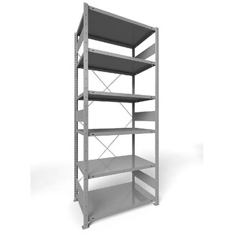 Regál zásuvný CLIP S3, V: 2500 mm, 6 polic 1000 x 600 mm, nosnosť 230 kg, šedý, základný - META Skladovací technika