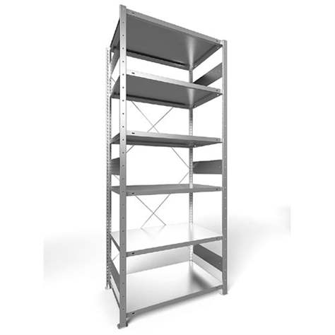 Regál zásuvný CLIP, V: 2500 mm, 6 polic 1000 x 600 mm, nosnosť 330 kg, pozinkovaný, základný - META Skladovací technika
