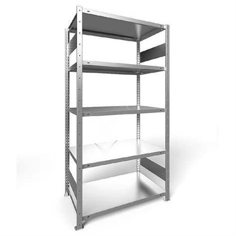 Regál zásuvný CLIP S3 s podélníky, V: 2000 mm, 5 polic 1000 x 500 mm, nosnost 150 kg, pozinkovaný, základní - META Skladovací technika