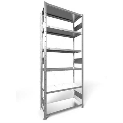 Steckregal CLIP S3 mit Längsriegeln, V: 2500 mm, 6 Fachböden 1000 x 300 mm, Traglast 150 kg, verzinkt, Grund-Element - META Skladovací technika