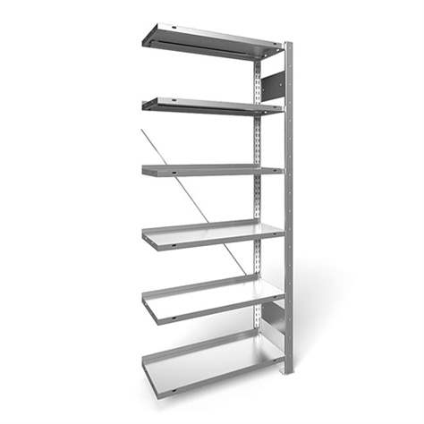 Akten-Steckregal COMPACT, einseitig, 6 Fachböden, HxB: 1850 x 750 mm, verzinkt, Anbauregal - META Skladovací technika