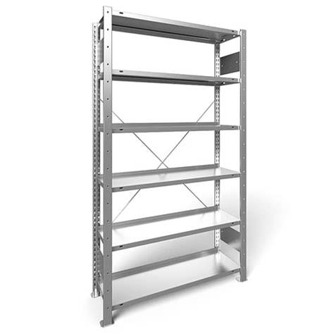 Akten-Steckregal COMPACT, einseitig, 6 Fachböden, HxB: 1850 x 1000 mm, verzinkt, Grundregal - META Skladovací technika